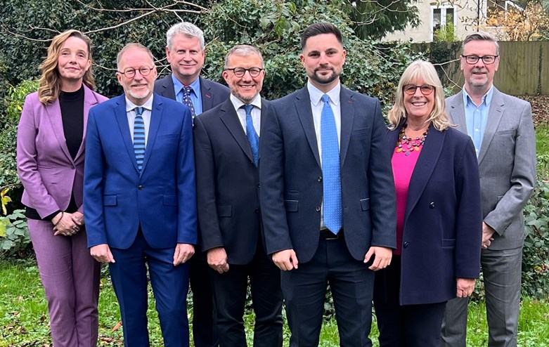 Cabinet members, from left to right, Claire Bloomer, Paul Hodgkinson, Mike McKeown, Mike Evemy, Joe Harris, Juliet Layton, Tristan Wilkinson